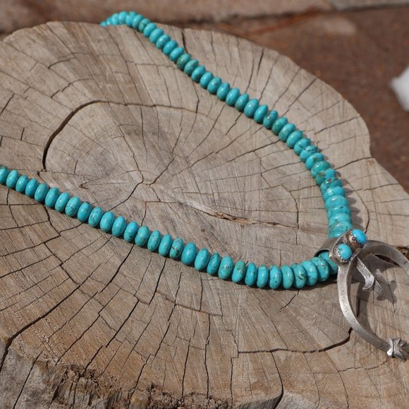 Vintage‎ Navajo Necklace Naja Genuine Native American Sterling Silver Jewelry ** - Picture 8 of 11